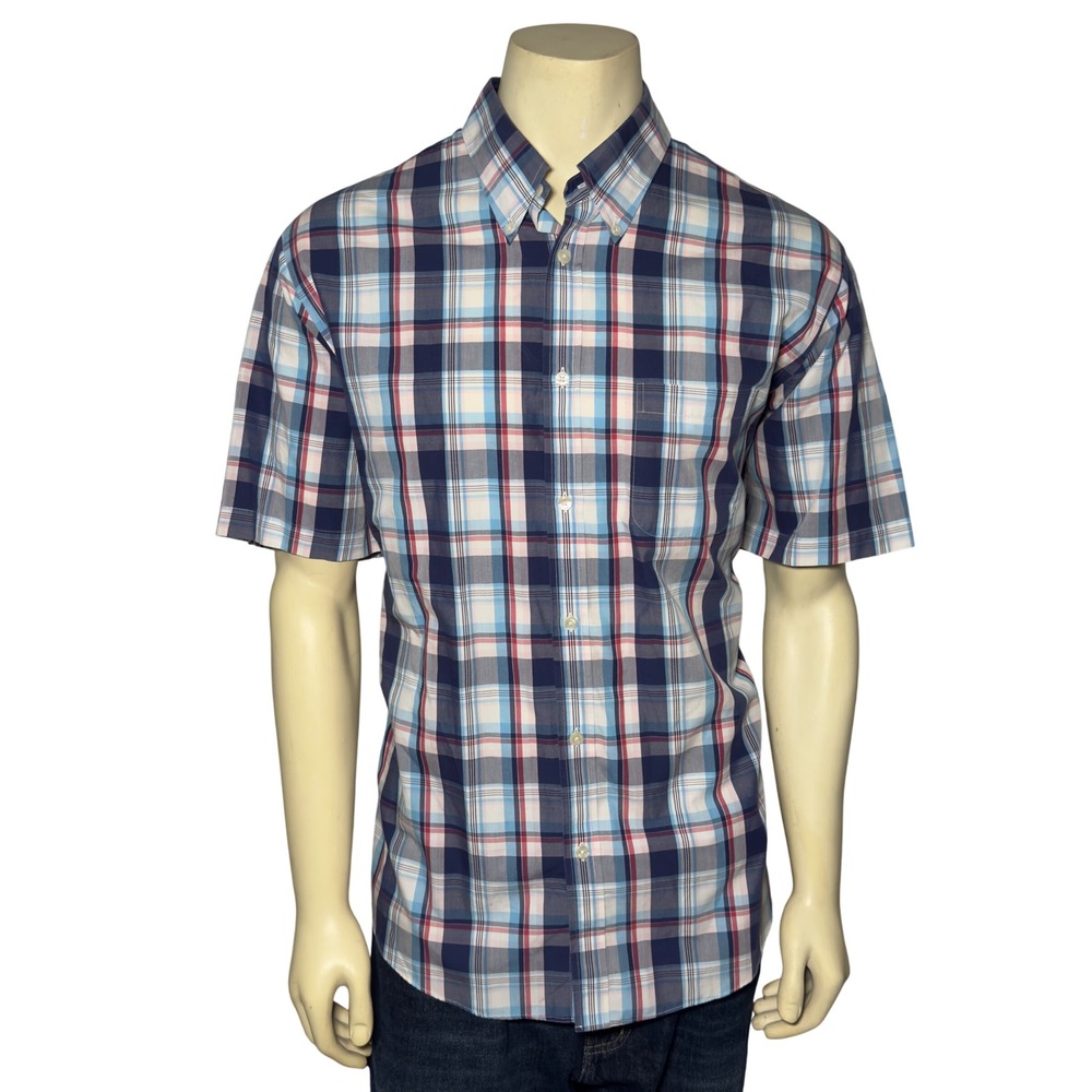 Brooks Brothers Regent Fit Shirt Mens XL Blue Red Plaid Non-Iron Cotton Good